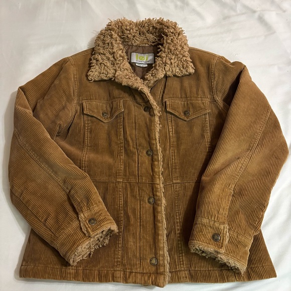 lei Jackets & Blazers - Vintage Y2K Women’s l.e.i. Brown Corduroy Jacket Faux Fur Collar and Trim size L